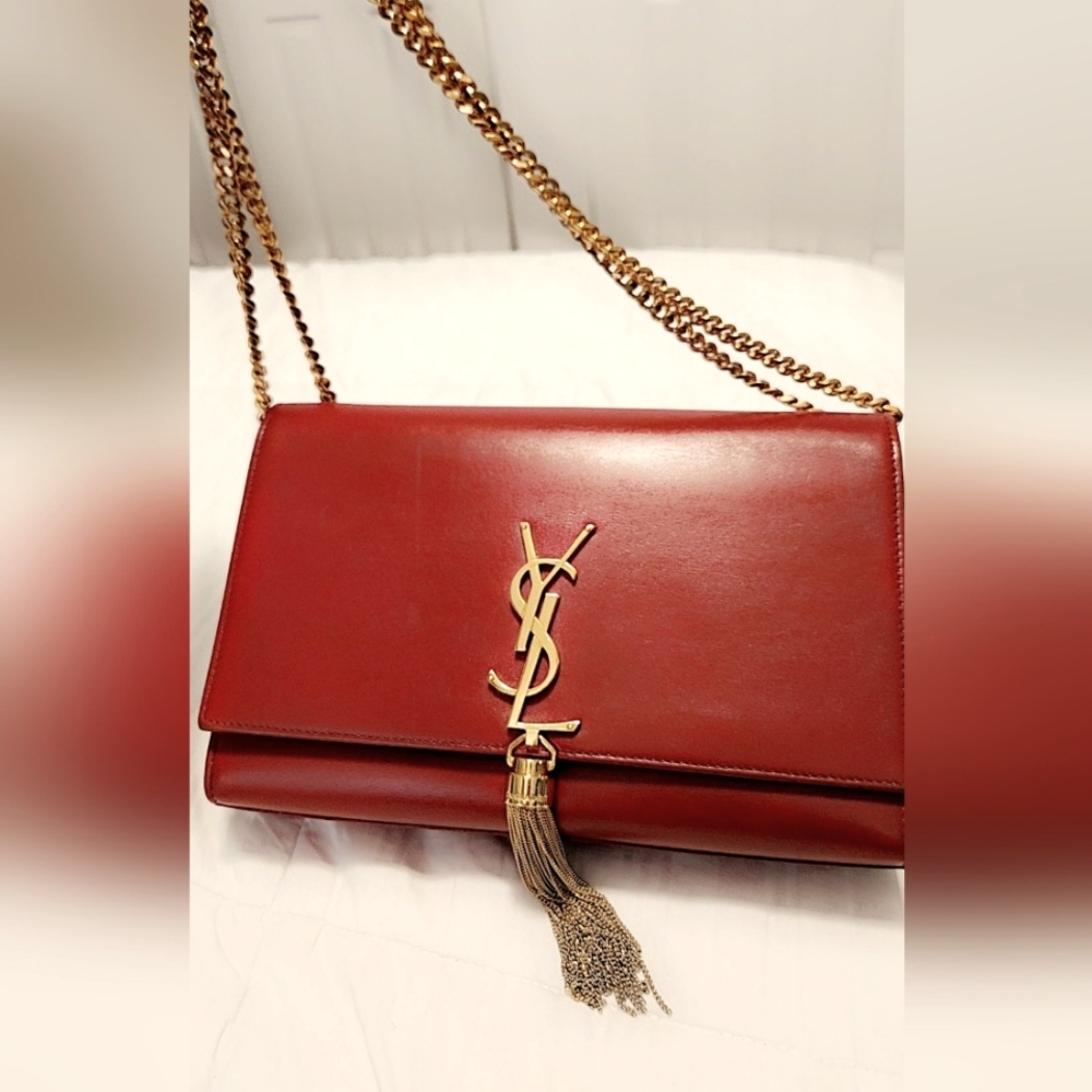 Ysl Red Calfskin Kate Tassel Bag